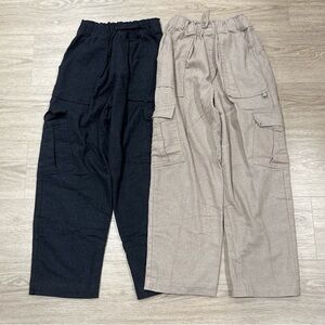 Zara Black and Tan Cargo Pants Relaxed Fit 13-14